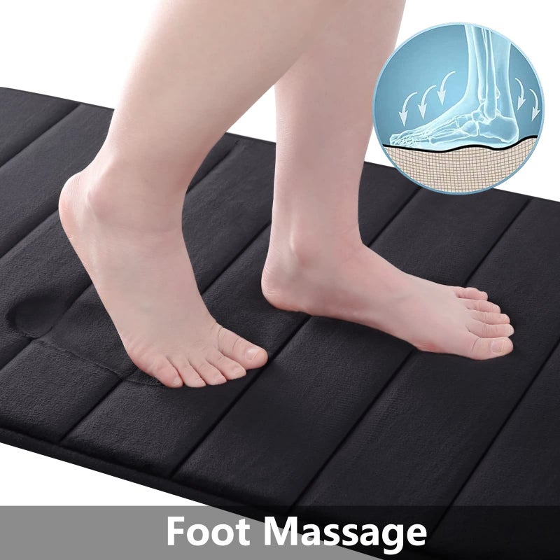 Buganda Memory Foam Bath Mat, 30" x 20", Ultra Soft and Non-Slip Bathroom Rugs, Water Absorbent and Machine Washable Bath Rug for Bathroom, Shower, and Tub, Black - Image 2